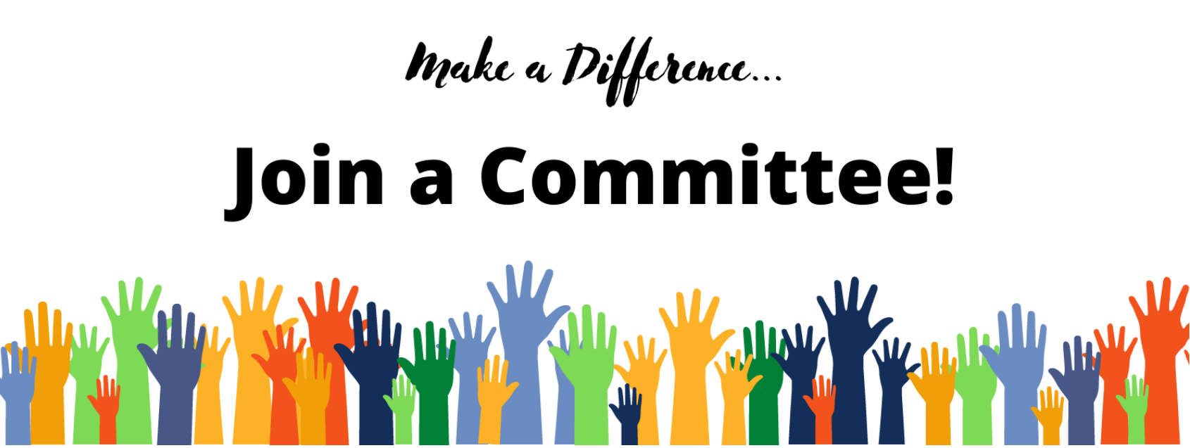 Join a committee banner with raised colorful hands